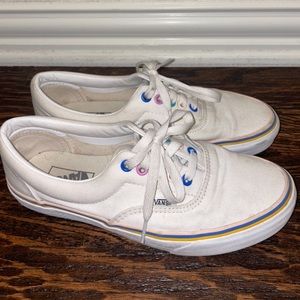 White/ Rainbow Vans